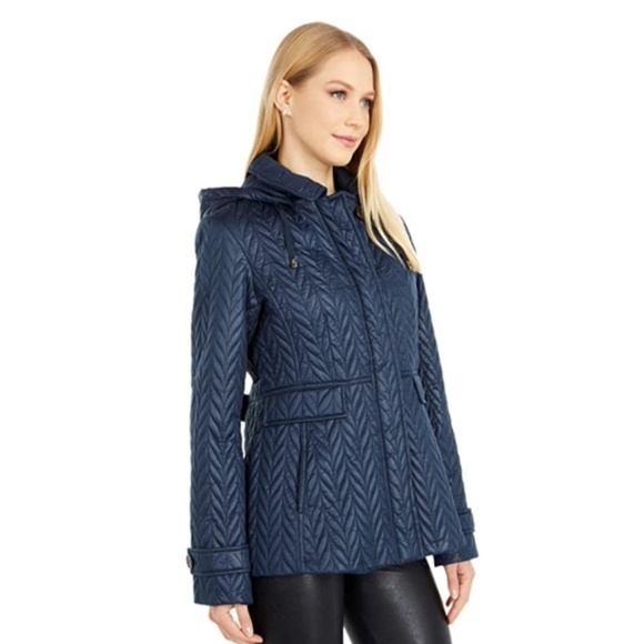 Kate Spade chevron quilted Jacket Coat Navy size S - Picture 6 of 6